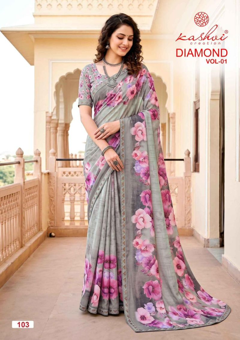 Kashvi Diamond Vol 1 Weightless Digital Printed Saree Catalog — Festival Sarees, Kashvi wholesale from Surat — view 3