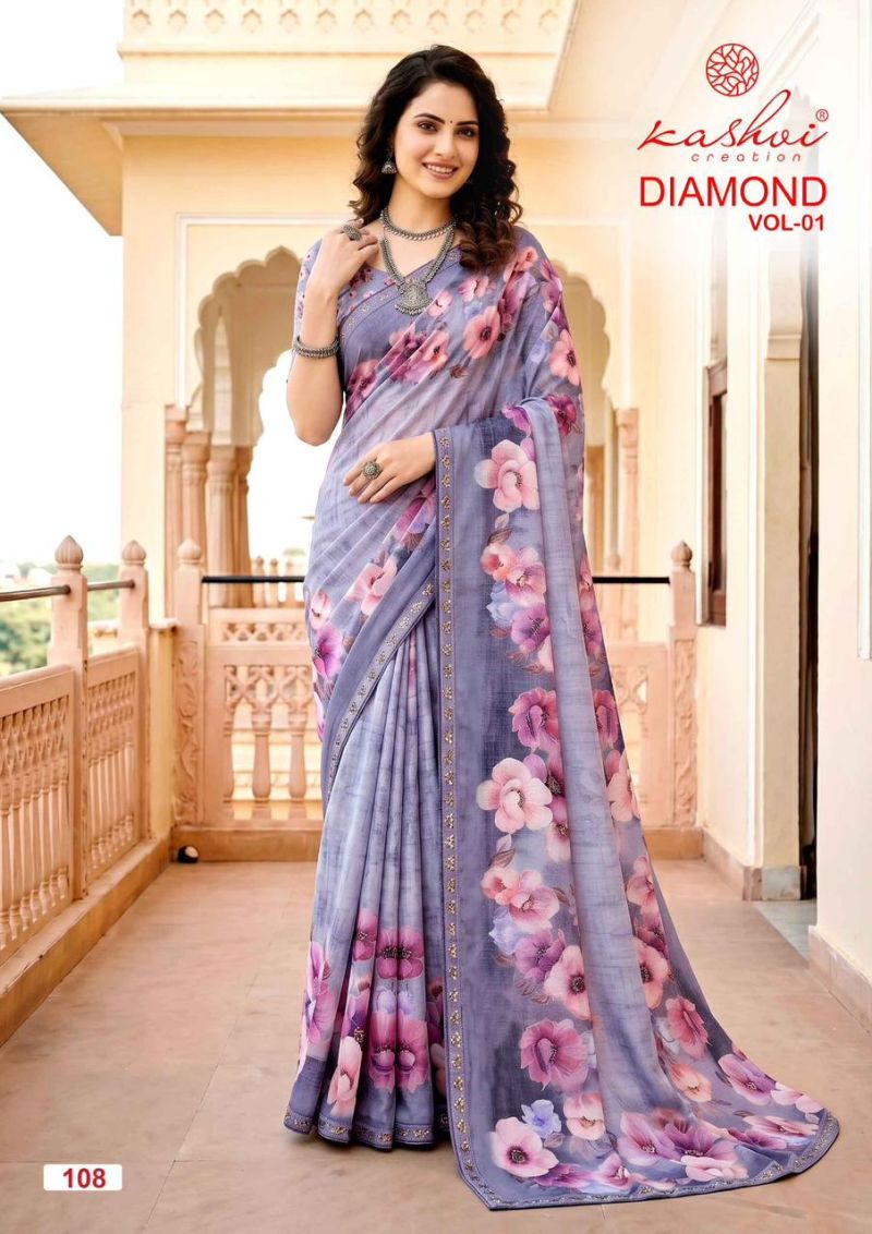 Kashvi Diamond Vol 1 Weightless Digital Printed Saree Catalog — Festival Sarees, Kashvi wholesale from Surat — view 4