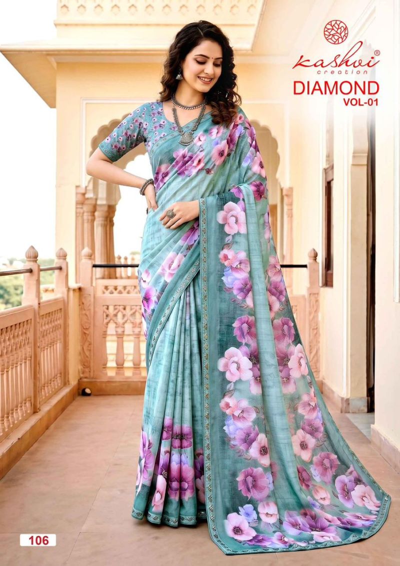 Kashvi Diamond Vol 1 Weightless Digital Printed Saree Catalog — Festival Sarees, Kashvi wholesale from Surat — view 5