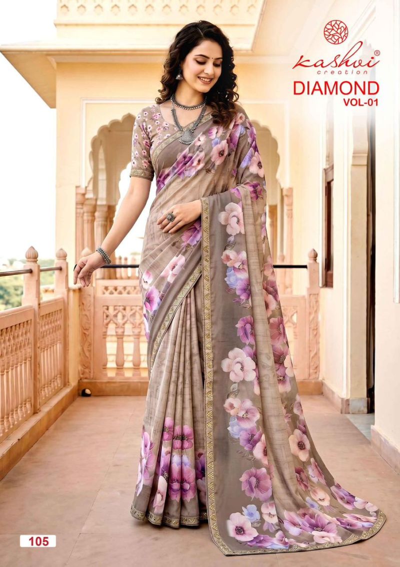 Kashvi Diamond Vol 1 Weightless Digital Printed Saree Catalog — Festival Sarees, Kashvi wholesale from Surat — view 6