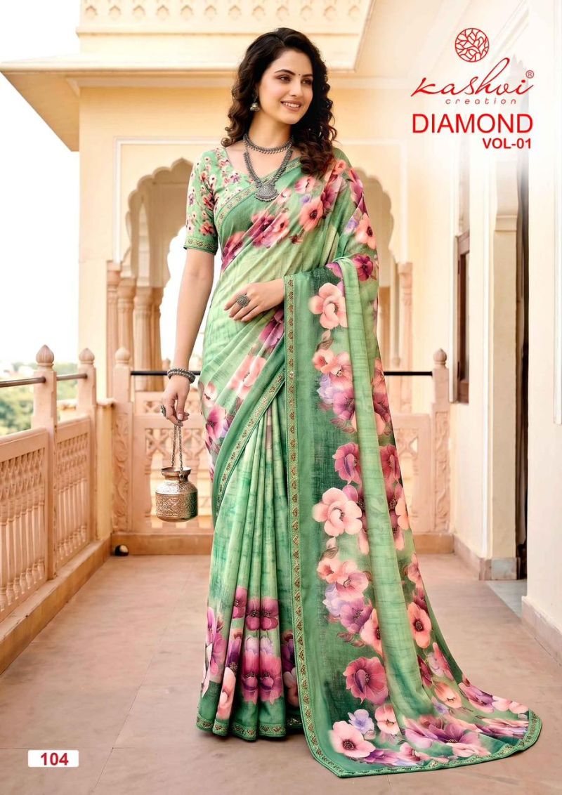 Kashvi Diamond Vol 1 Weightless Digital Printed Saree Catalog — Festival Sarees, Kashvi wholesale from Surat — view 7