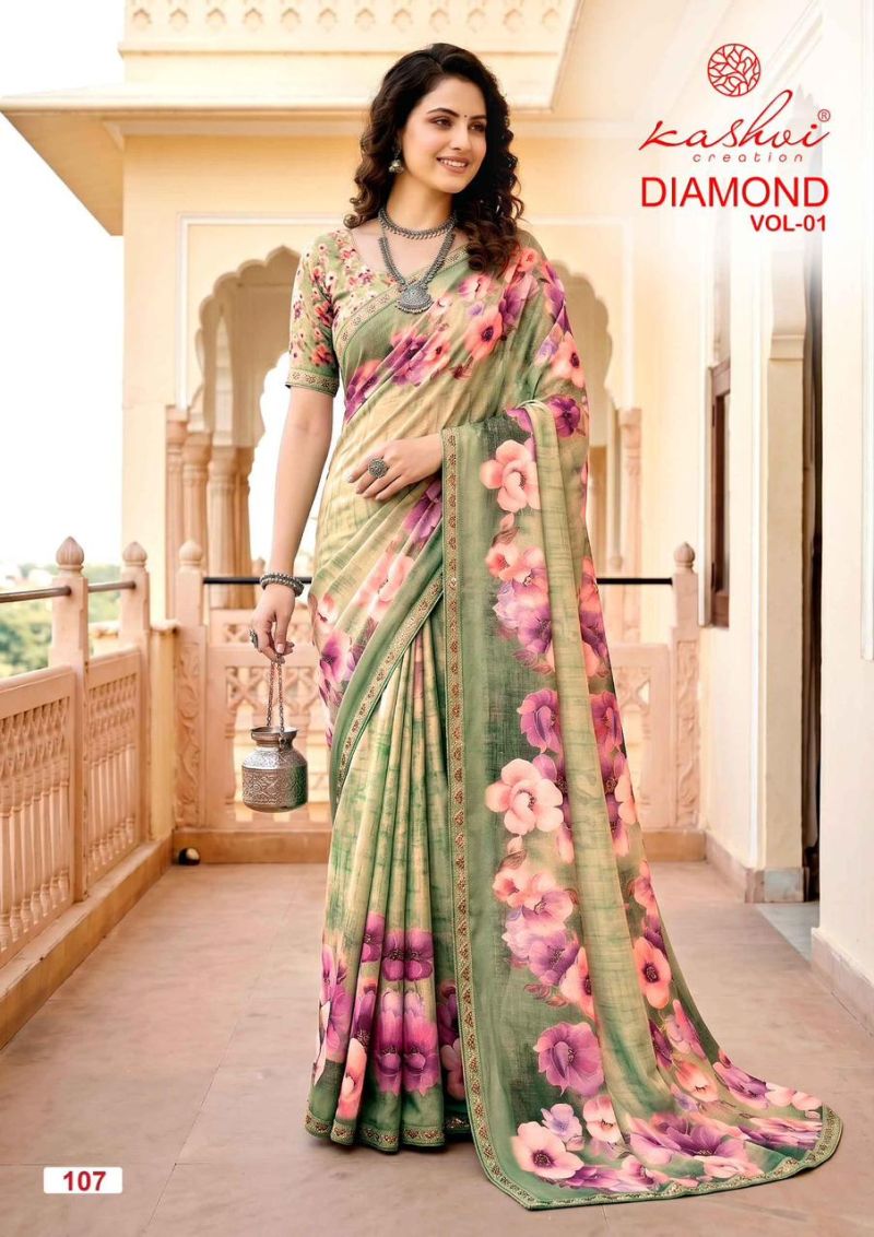 Kashvi Diamond Vol 1 Weightless Digital Printed Saree Catalog — Festival Sarees, Kashvi wholesale from Surat — view 8