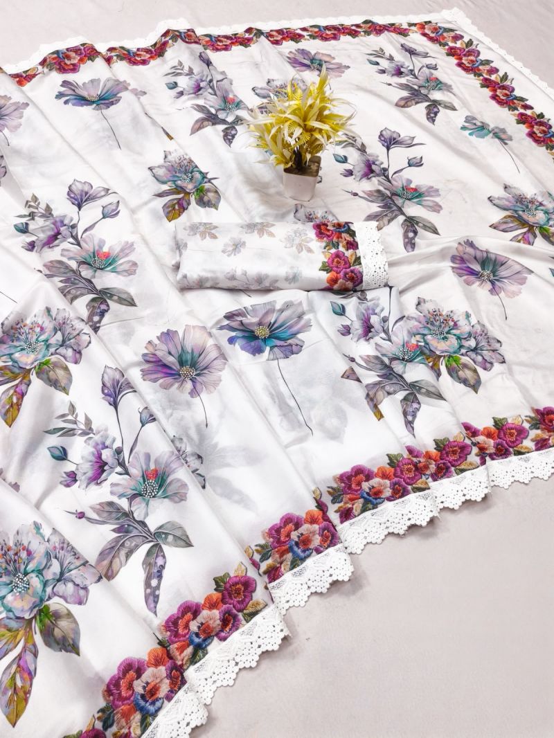 Kashvi Kalki Vol 1 Chocolate Silk Floral Printed Saree Catalog — Wholesale Sarees, Kashvi Creation wholesale from Surat — view 12