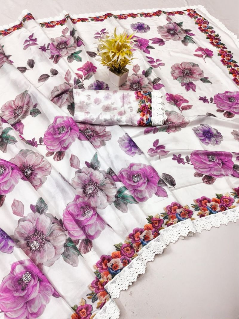 Kashvi Kalki Vol 1 Chocolate Silk Floral Printed Saree Catalog — Wholesale Sarees, Kashvi Creation wholesale from Surat — view 13