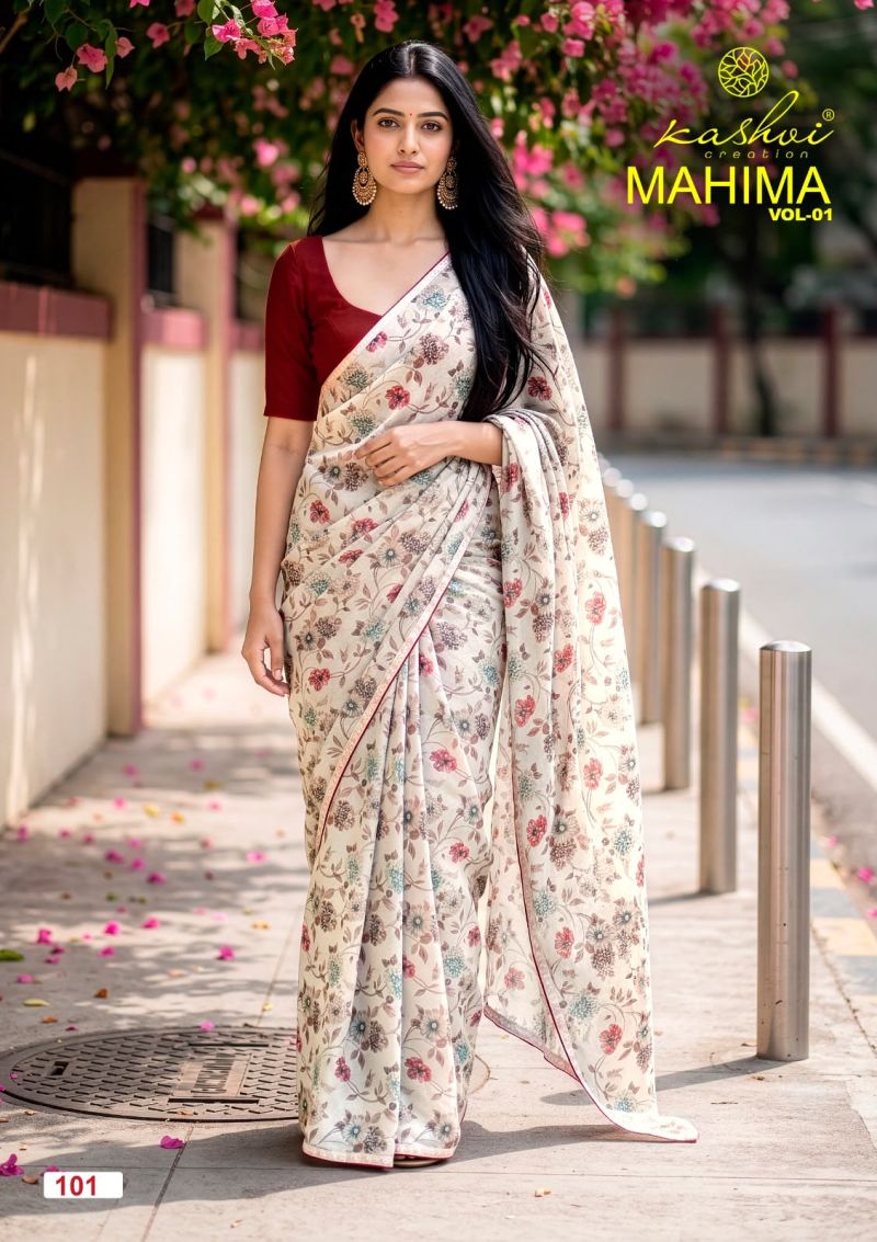 Kashvi Mahima Vol 1 Georgette Printed Saree Catalog — Festival Sarees, Kashvi wholesale from Surat — view 4