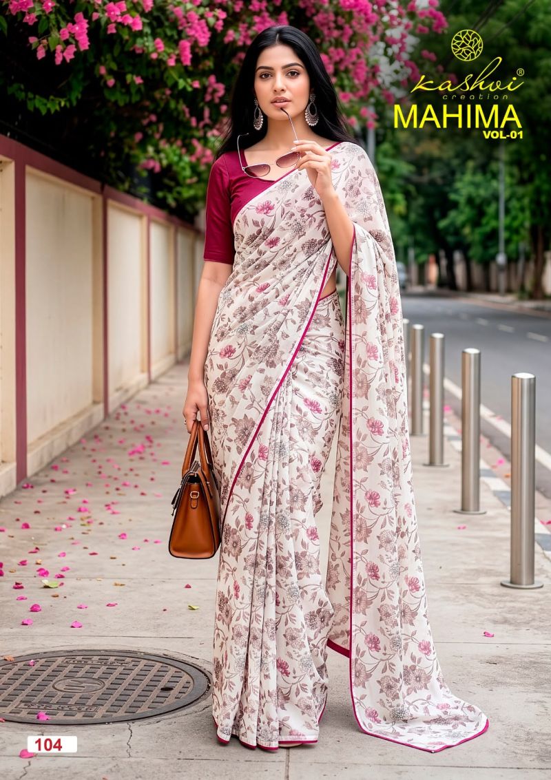 Kashvi Mahima Vol 1 Georgette Printed Saree Catalog — Festival Sarees, Kashvi wholesale from Surat — view 7