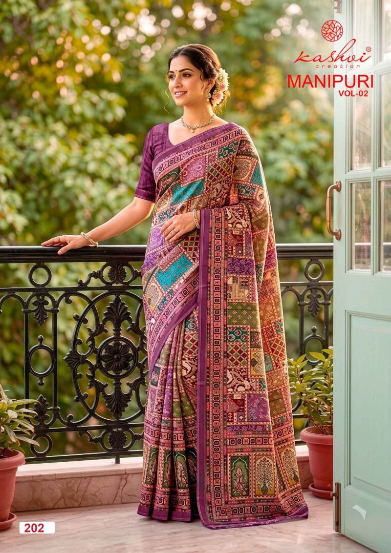 Kashvi Manipuri Vol 2 Manipuri Digital Printed Saree Catalog — Wholesale Sarees, Kashvi Creation wholesale from Surat — view 8