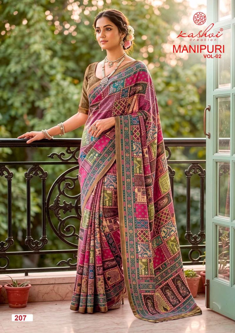 Kashvi Manipuri Vol 2 Manipuri Digital Printed Saree Catalog — Wholesale Sarees, Kashvi Creation wholesale from Surat — view 7