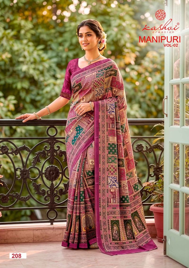 Kashvi Manipuri Vol 2 Manipuri Digital Printed Saree Catalog — Wholesale Sarees, Kashvi Creation wholesale from Surat — view 4