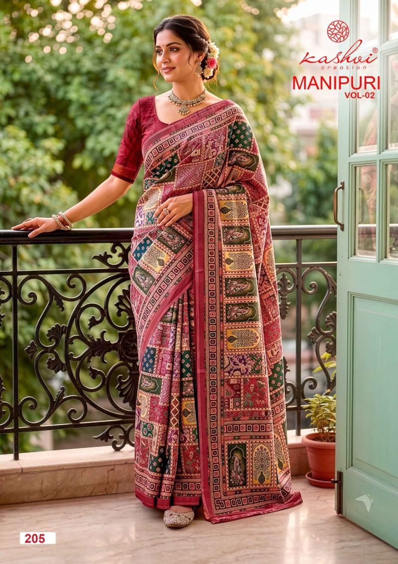 Kashvi Manipuri Vol 2 Manipuri Digital Printed Saree Catalog — Wholesale Sarees, Kashvi Creation wholesale from Surat — view 2