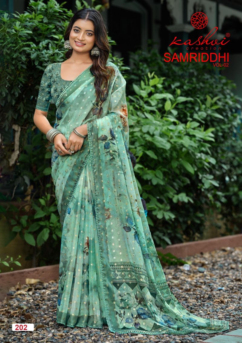 Kashvi Samriddhi Vol 2 Nc Moss Butti Work Saree Collection — Wholesale Sarees, Kashvi wholesale from Surat — view 7
