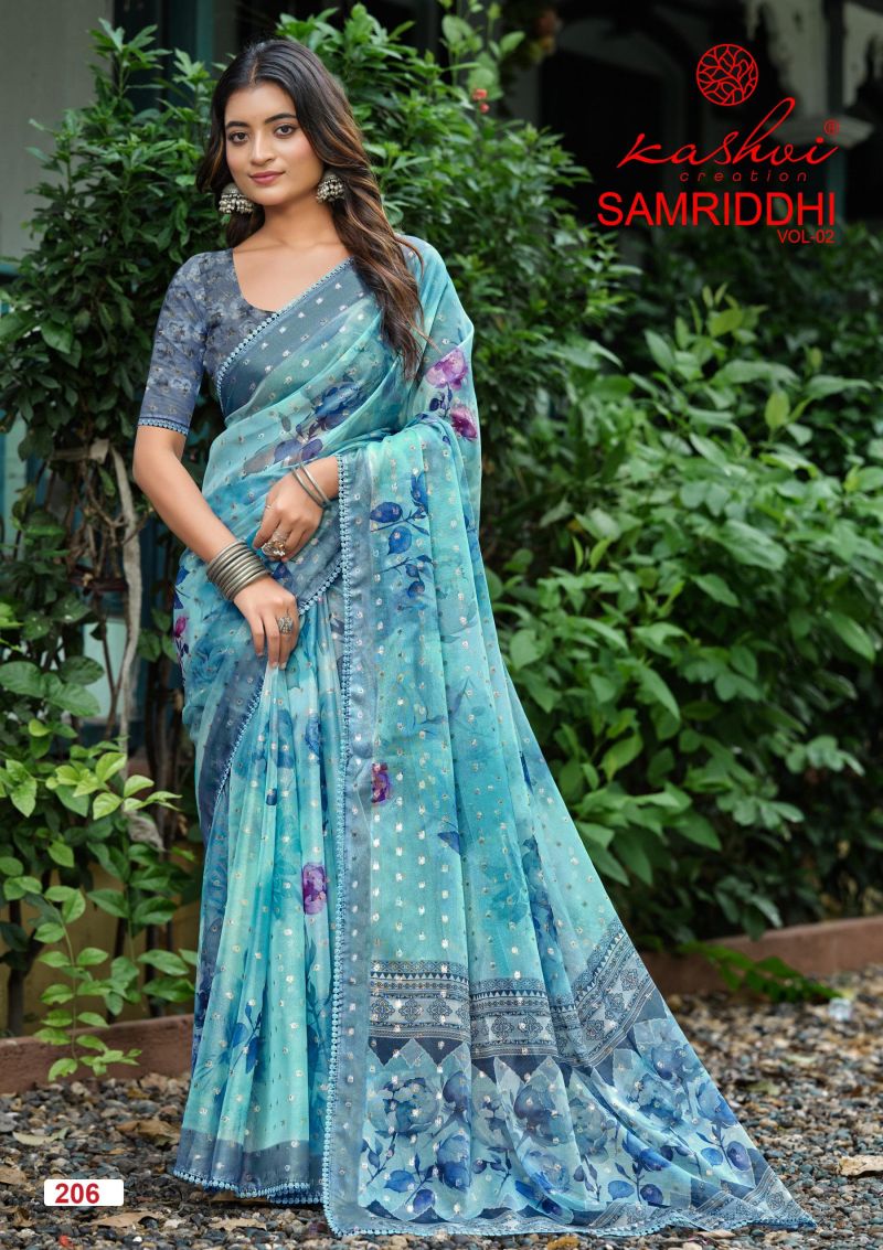Kashvi Samriddhi Vol 2 Nc Moss Butti Work Saree Collection — Wholesale Sarees, Kashvi wholesale from Surat — view 3
