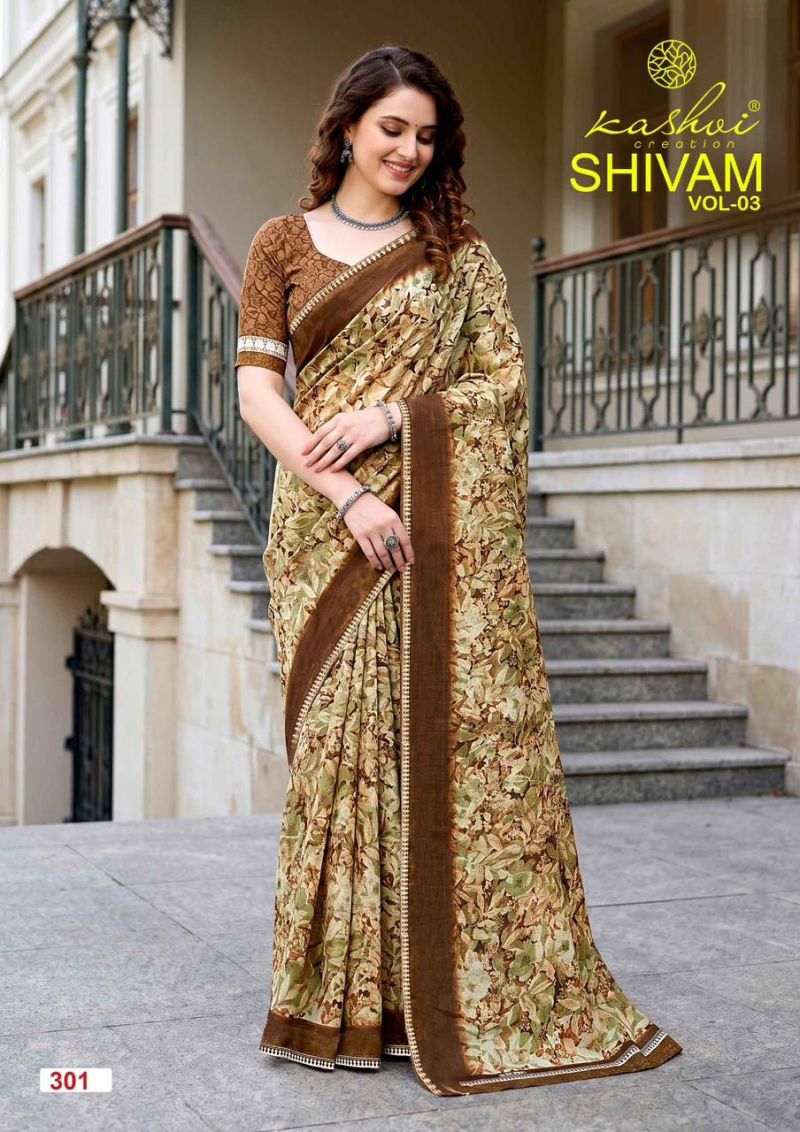 Kashvi Shivam Vol 3 Dull Moss Viscose Saree Catalog — Saree, Vardan Ethnic wholesale from Surat — view 2