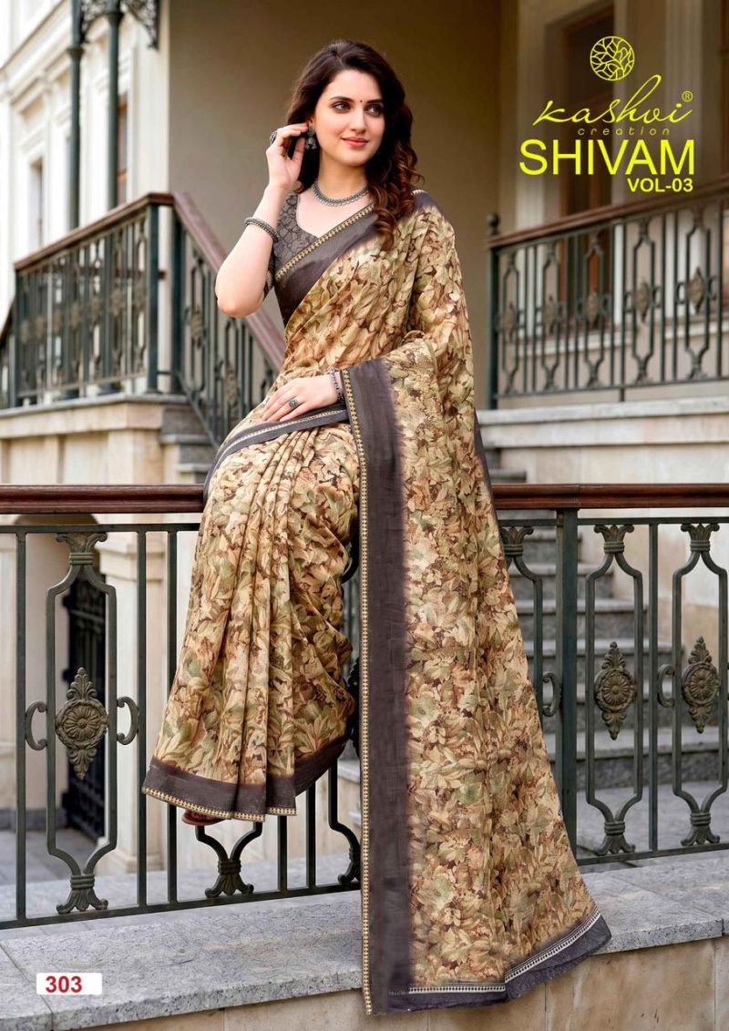 Kashvi Shivam Vol 3 Dull Moss Viscose Saree Catalog