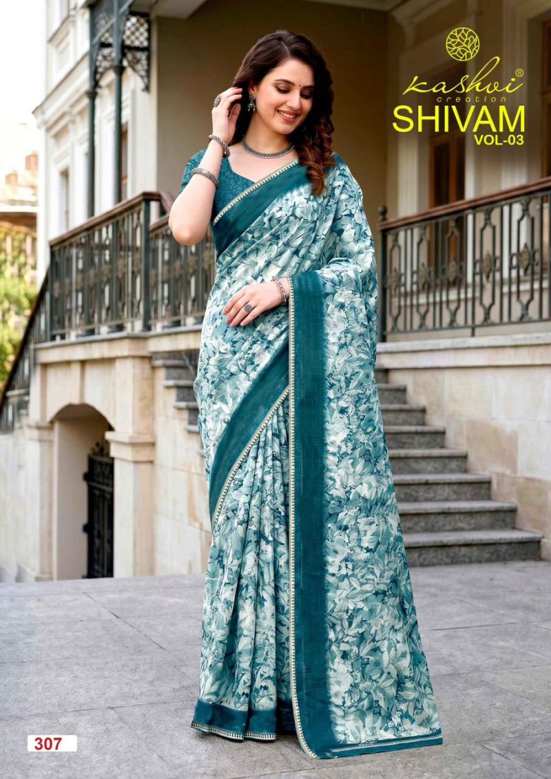 Kashvi Shivam Vol 3 Dull Moss Viscose Saree Catalog — Saree, Vardan Ethnic wholesale from Surat — view 3