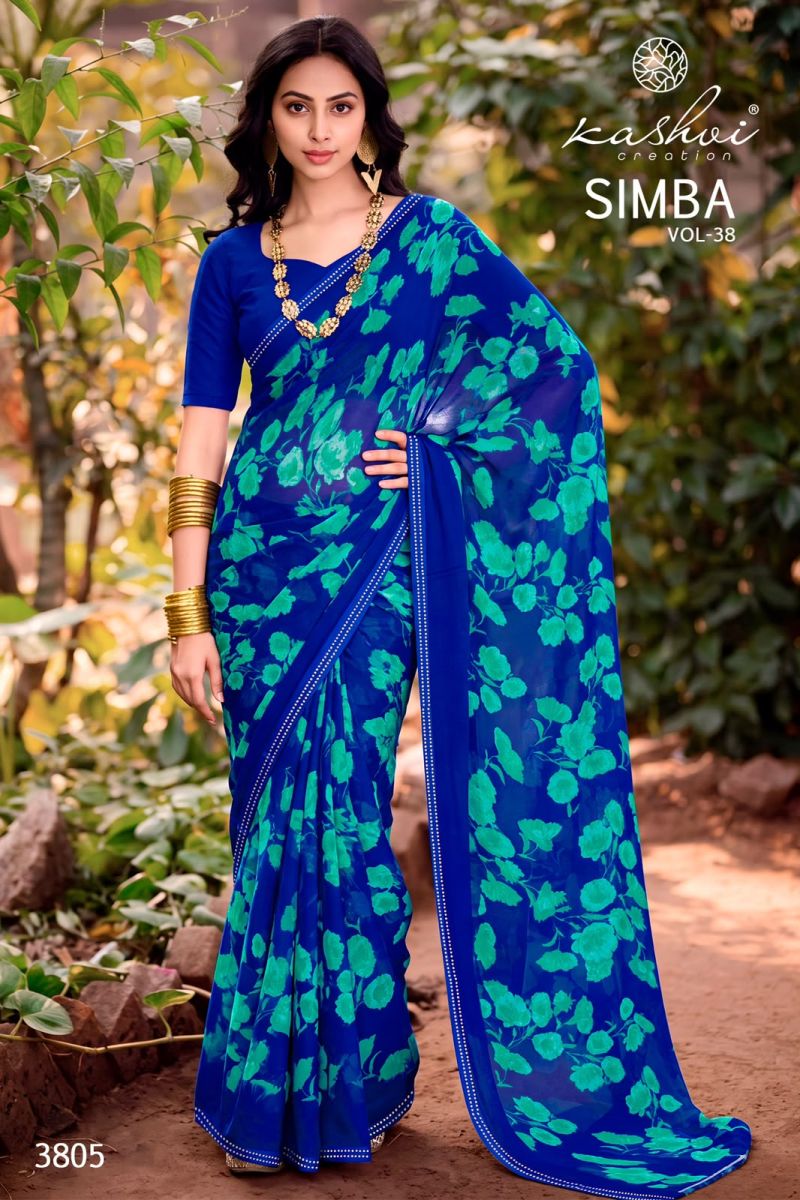 Kashvi Simba Vol 38 Georgette Printed Saree Catalog — Wholesale Sarees, Kashvi wholesale from Surat — view 3