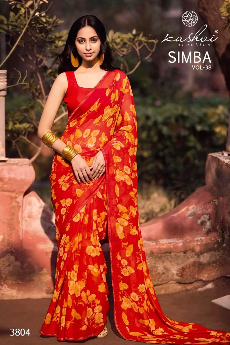 Kashvi Simba Vol 38 Georgette Printed Saree Catalog — Wholesale Sarees, Kashvi wholesale from Surat — view 5