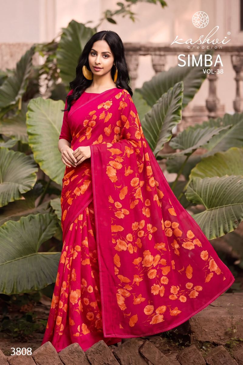 Kashvi Simba Vol 38 Georgette Printed Saree Catalog — Wholesale Sarees, Kashvi wholesale from Surat — view 6