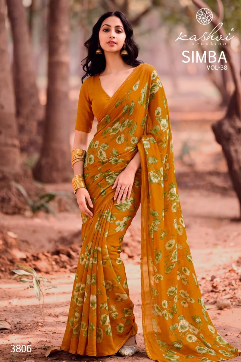 Kashvi Simba Vol 38 Georgette Printed Saree Catalog — Wholesale Sarees, Kashvi wholesale from Surat — view 8
