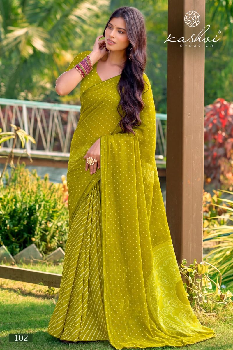 Kashvi Siya Vol 1 Weightless Lehariya Printed Saree Catalog — Wholesale Sarees, Vardan Ethnic wholesale from Surat — view 4