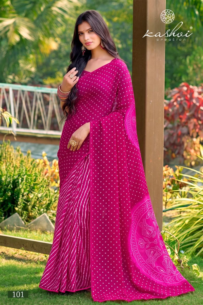 Kashvi Siya Vol 1 Weightless Lehariya Printed Saree Catalog — Wholesale Sarees, Vardan Ethnic wholesale from Surat — view 7