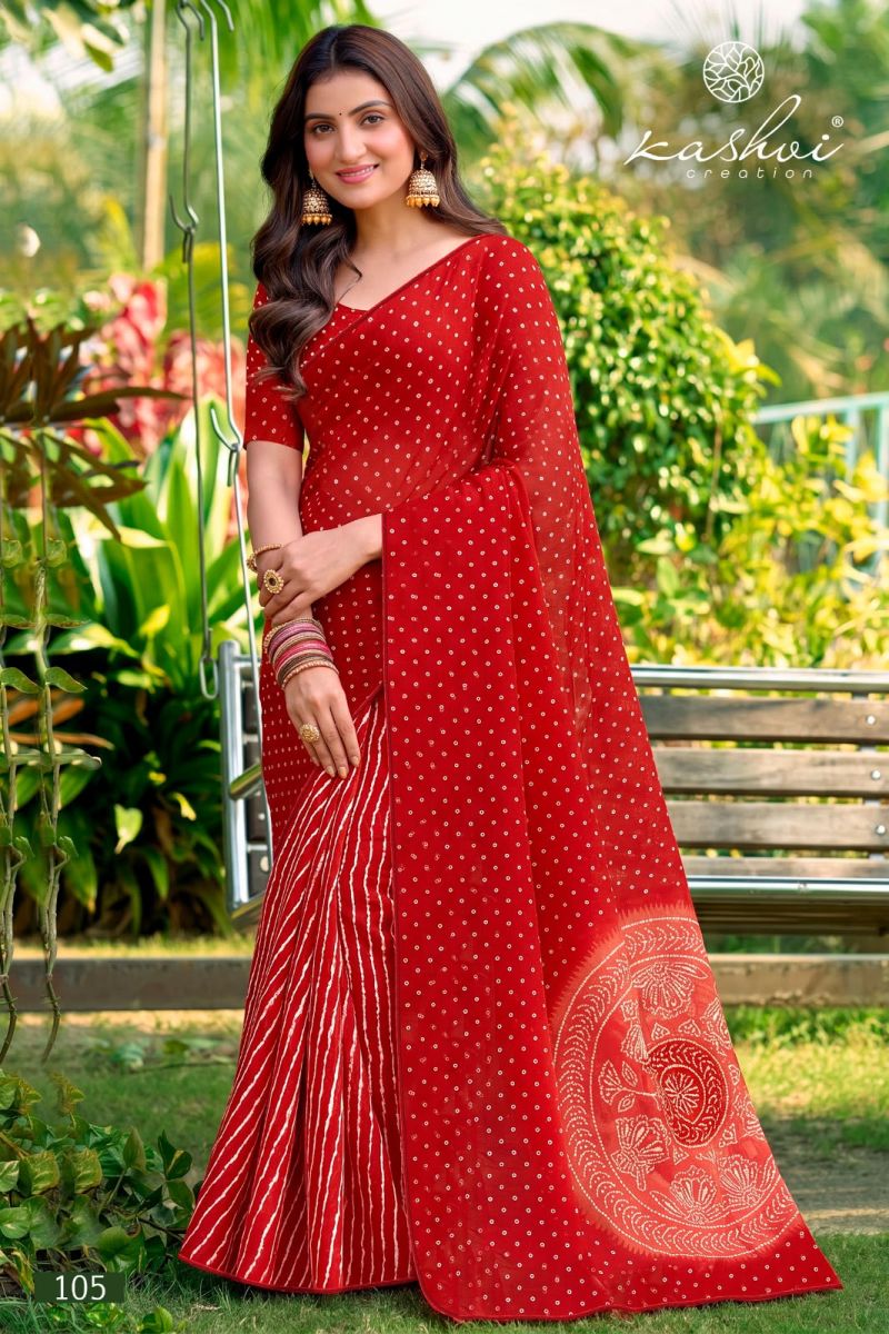 Kashvi Siya Vol 1 Weightless Lehariya Printed Saree Catalog — Wholesale Sarees, Vardan Ethnic wholesale from Surat — view 10