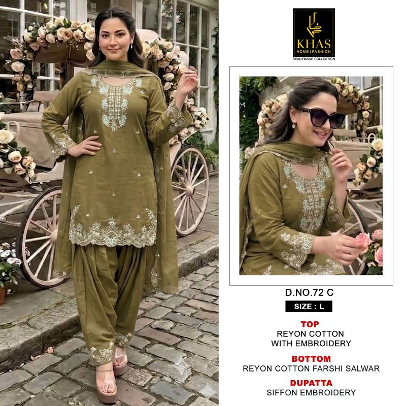 Khas 72  Rayon Cotton Embroidered Readymade Salwar Kameez — Wholesale Readymade Suit, MPA wholesale from Surat — view 2