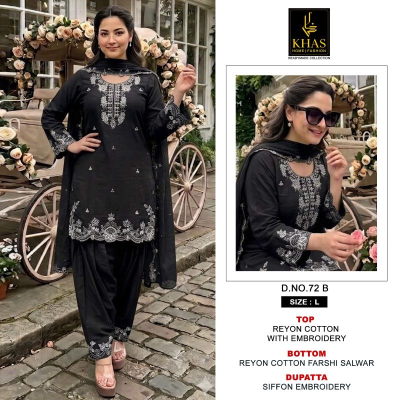 Khas 72  Rayon Cotton Embroidered Readymade Salwar Kameez