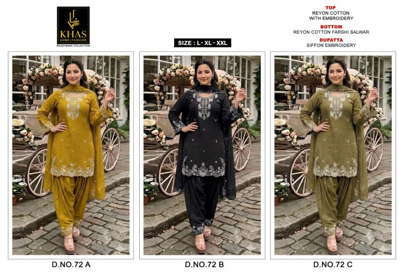 Khas 72  Rayon Cotton Embroidered Readymade Salwar Kameez — Wholesale Readymade Suit, MPA wholesale from Surat — view 4
