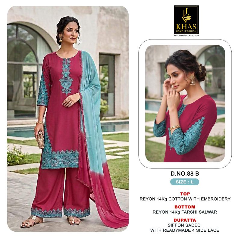 Khas 88 A To C Rayon Embroidered Readymade Salwar Kameez Collection