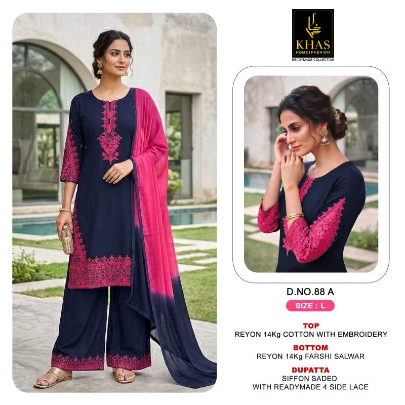 Khas 88 A To C Rayon Embroidered Readymade Salwar Kameez Collection — Wholesale Pakistani Suits, Khash Fashion wholesale from Surat — view 4