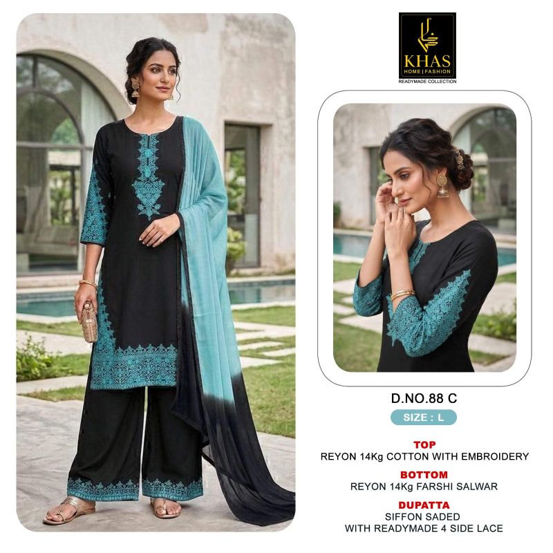 Khas 88 A To C Rayon Embroidered Readymade Salwar Kameez Collection — Wholesale Pakistani Suits, Khash Fashion wholesale from Surat — view 3