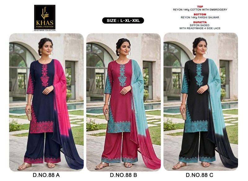 Khas 88 A To C Rayon Embroidered Readymade Salwar Kameez Collection — Wholesale Pakistani Suits, Khash Fashion wholesale from Surat — view 2