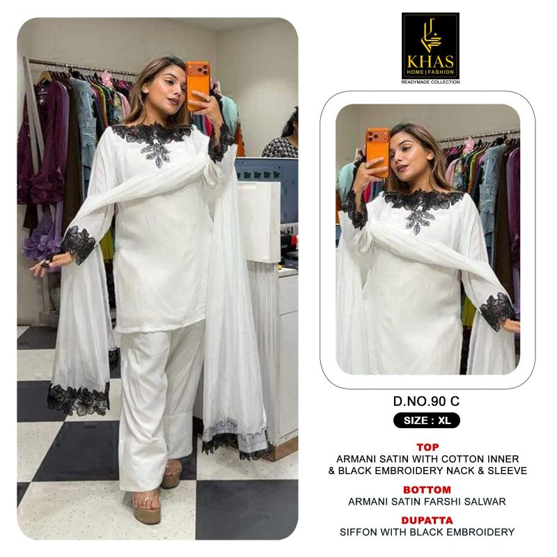 Khas 90 A To C Armani Satin Black Embroidered Farshi Salwar Kameez Catalog
