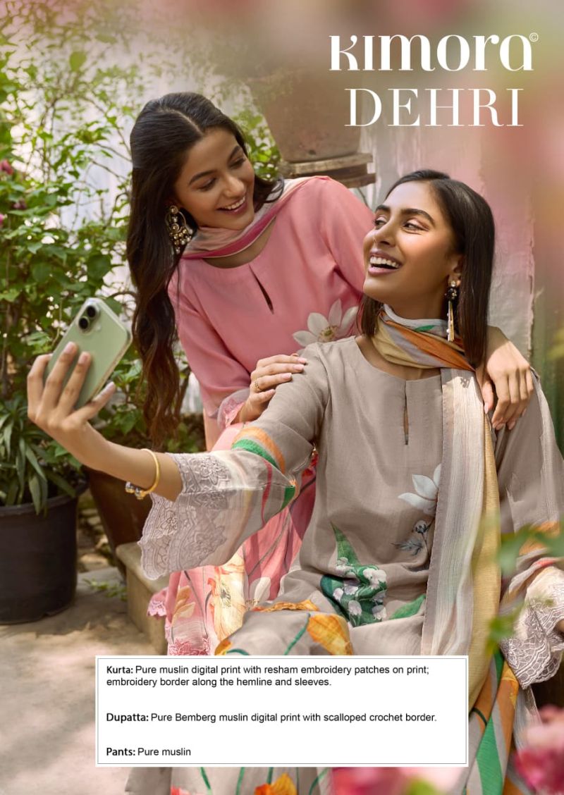 Kimora Dehri Vol 92 Muslin Digital Printed Patch Embroidery Salwar Kameez Dress Material — Wholesale Salwar Suits, Aanchi wholesale from Surat — view 10