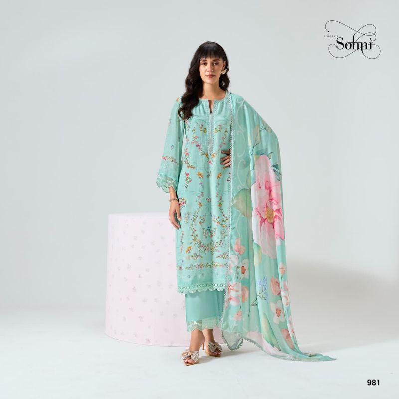 Kimora Sohni Nigaar Vol 91 Muslin Digital Print Embroidered Salwar Kameez Dress Material — Wholesale Salwar Suits, Vardan Ethnic wholesale from Surat — view 2