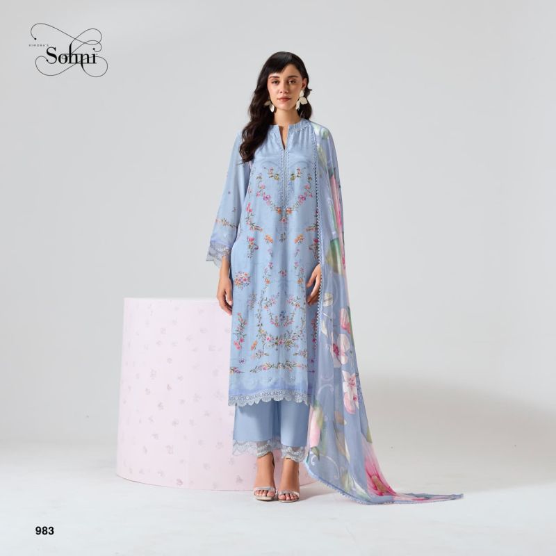Kimora Sohni Nigaar Vol 91 Muslin Digital Print Embroidered Salwar Kameez Dress Material — Wholesale Salwar Suits, Vardan Ethnic wholesale from Surat — view 3