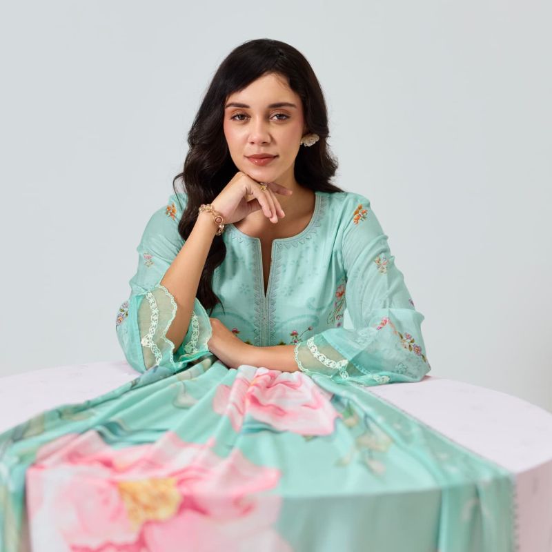 Kimora Sohni Nigaar Vol 91 Muslin Digital Print Embroidered Salwar Kameez Dress Material — Wholesale Salwar Suits, Vardan Ethnic wholesale from Surat — view 5