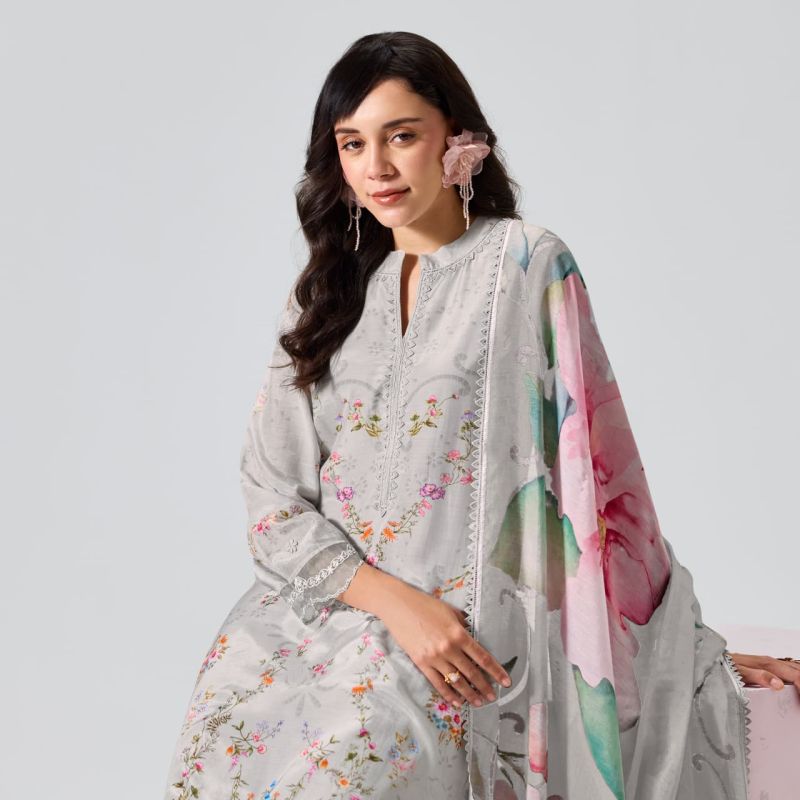 Kimora Sohni Nigaar Vol 91 Muslin Digital Print Embroidered Salwar Kameez Dress Material — Wholesale Salwar Suits, Vardan Ethnic wholesale from Surat — view 6