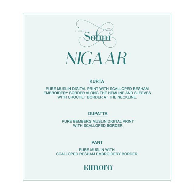 Kimora Sohni Nigaar Vol 91 Muslin Digital Print Embroidered Salwar Kameez Dress Material — Wholesale Salwar Suits, Vardan Ethnic wholesale from Surat — view 9