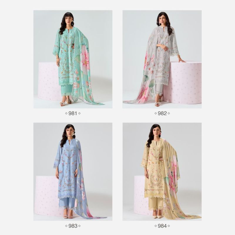 Kimora Sohni Nigaar Vol 91 Muslin Digital Print Embroidered Salwar Kameez Dress Material — Wholesale Salwar Suits, Vardan Ethnic wholesale from Surat — view 11