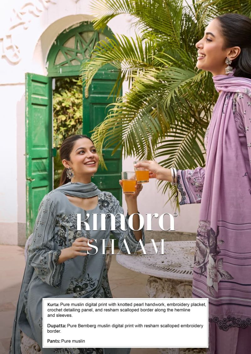 Kimora Suit Shaam Vol 91 Muslin Digital Prin Hand Work Salwar Kameez Dress Material — Wholesale Salwar Suits, MPA wholesale from Surat — view 5