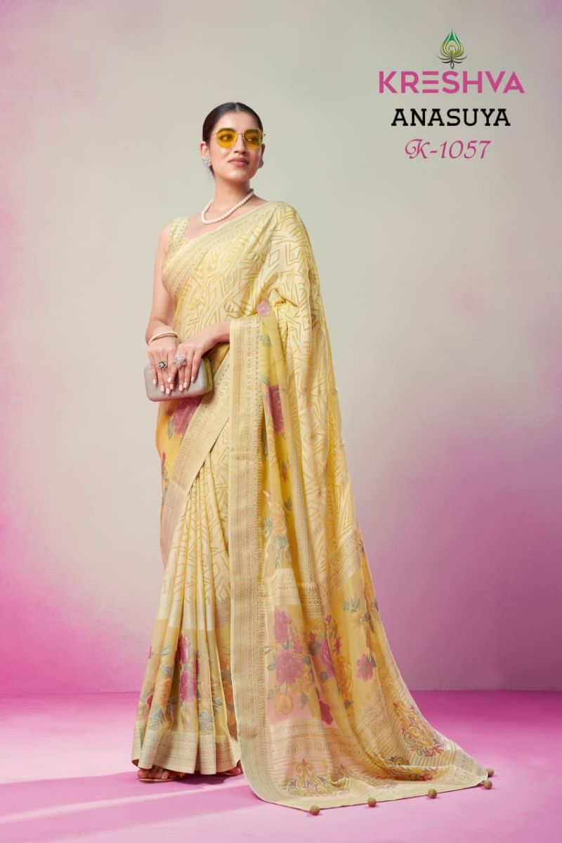 Kreshva Anasuya Pv Georgette Luxury Printed Saree — Wholesale Sarees, Kreshva wholesale from Surat — view 5