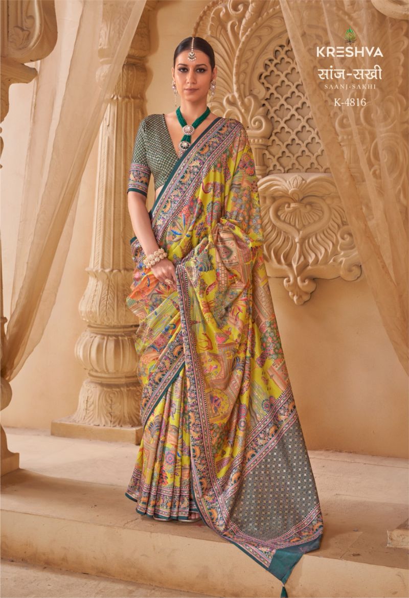 Kreshva Saanj Sakhi Pv Sik Position Printed Saree Catalog — Wholesale Sarees, Vardan Ethnic wholesale from Surat — view 3