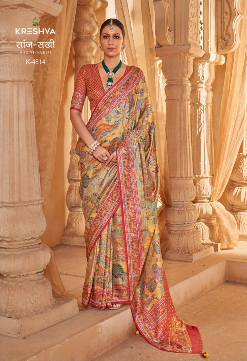 Kreshva Saanj Sakhi Pv Sik Position Printed Saree Catalog — Wholesale Sarees, Vardan Ethnic wholesale from Surat — view 2