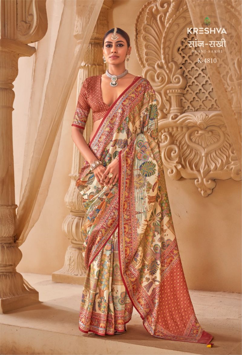 Kreshva Saanj Sakhi Pv Sik Position Printed Saree Catalog — Wholesale Sarees, Vardan Ethnic wholesale from Surat — view 6