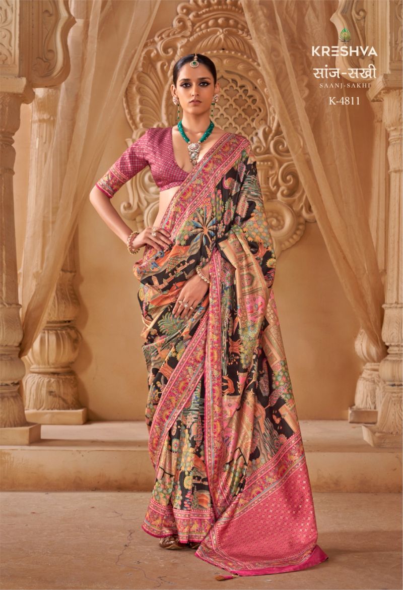 Kreshva Saanj Sakhi Pv Sik Position Printed Saree Catalog — Wholesale Sarees, Vardan Ethnic wholesale from Surat — view 7