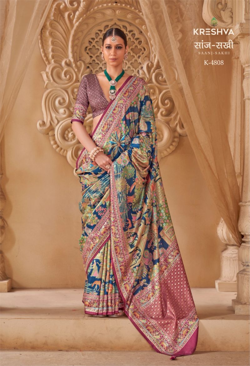 Kreshva Saanj Sakhi Pv Sik Position Printed Saree Catalog — Wholesale Sarees, Vardan Ethnic wholesale from Surat — view 9