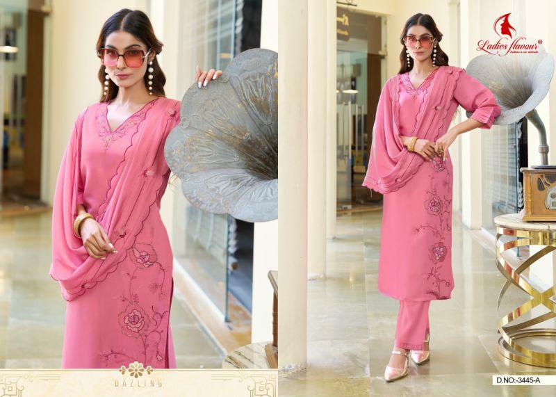 Ladies Flavour Mul Chanderi Embroidered Readymade Salwar Suit — Wholesale Kurtis, Mittoo wholesale from Surat — view 3