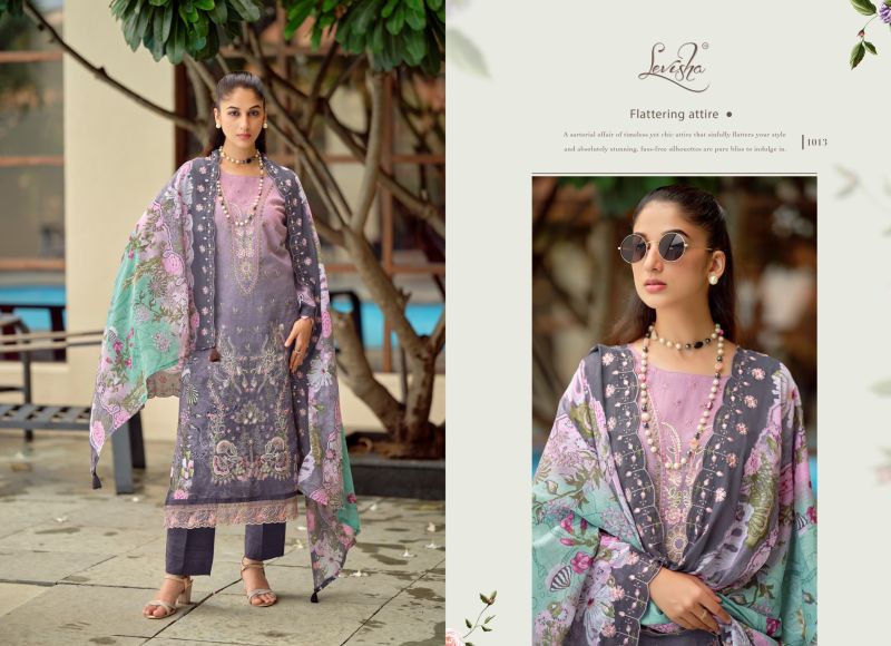 Levisha Zara Shahjahan Cambric Lawn Cotton Print Embroidered Dress Material — Cotton Dress Material, Vardan Ethnic wholesale from Surat — view 2